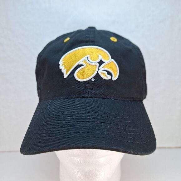 Iowa Hawkeyes NCAA Black Adjustable Strapback Dad Hat Cap The Game - Picture 1 of 9